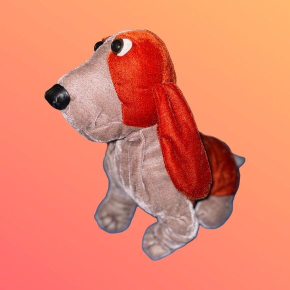 Vintage Bassett Hound Plush Velvet Feel Stuffed Dog Puppy 11” - Picture 3 of 7